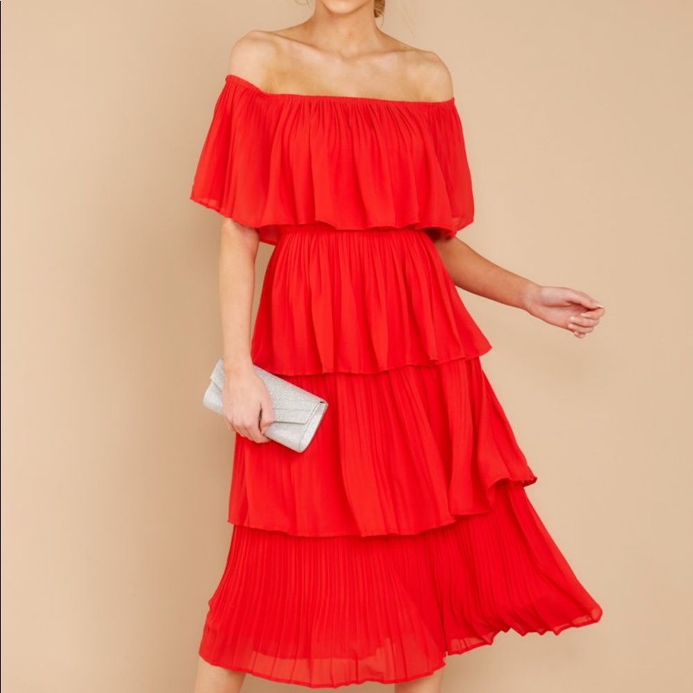 Red beautiful off shoulder dress